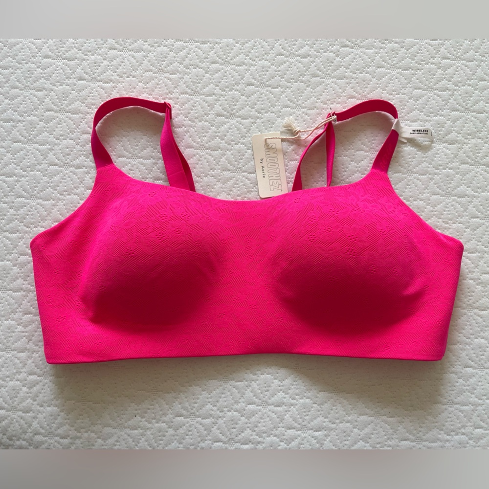 🆕 Smoothez by aerie Wireless Bralette Size Large Hot Pink